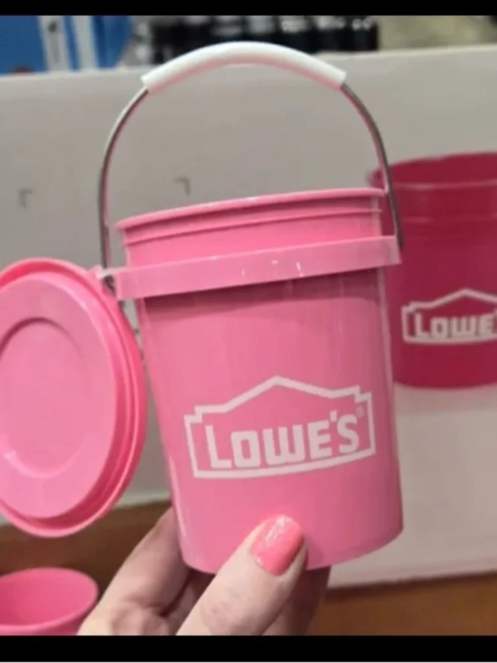 Lowe’s Viral Pink Mini Bucket with Lid and Handle
